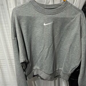 gray nike cropped sweater